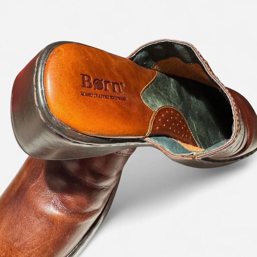 Børn Brown Genuine Leather Clog Mules Brass Stud Comfort Shoes - Picture 3 of 6